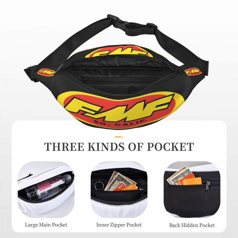 Fmf Racing Exhaust Unisex Cintura Bag, Multifunções Sling Crossbody Malas, Peito Malas, Short Trip Pack