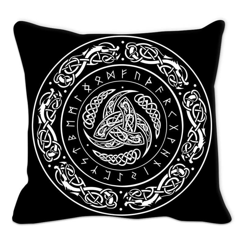 Амулет викинга Наволочка диван Подушка Декор для дома черный и белый геометрический чехол