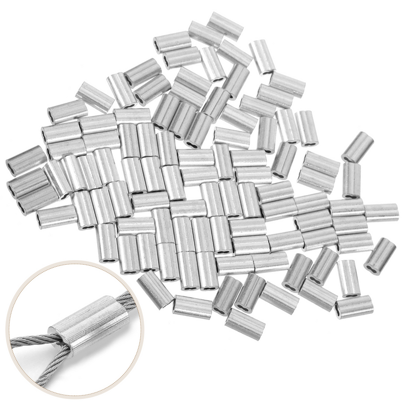 100Pcs Kabel Krimpt Aluminium Krimphulzen Draadkabel Krimpgereedschap Zilveren Kabelhuls Voor Draadklemmen