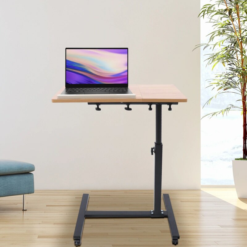Kualitas tinggi dapat diatur tinggi Laptop sudut meja troli berguling di atas tempat tidur rumah sakit meja berdiri