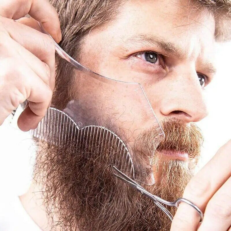 Beard Styling Template Blue Selected Materials Ultra-thin Edge Comb Teeth Smooth Does Not Hurt Skin Mens Beard Comb Transparent