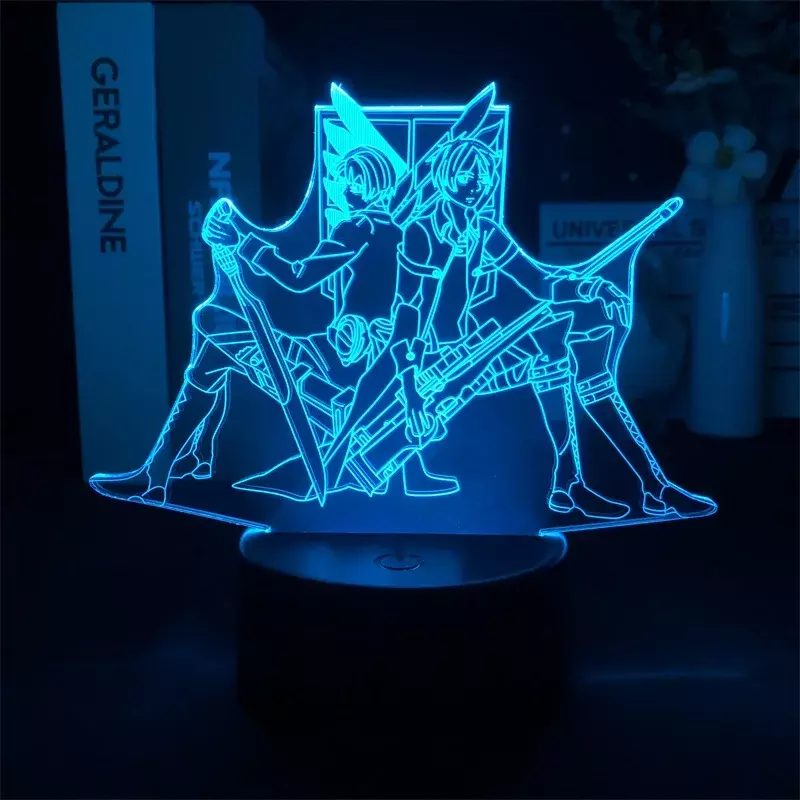 Anime Led Night Lamp Alarm Clock Base Nightlight Attack on Titan Levi Ackmen Japanese Manga Decor Lamp Projector for Kids Gift