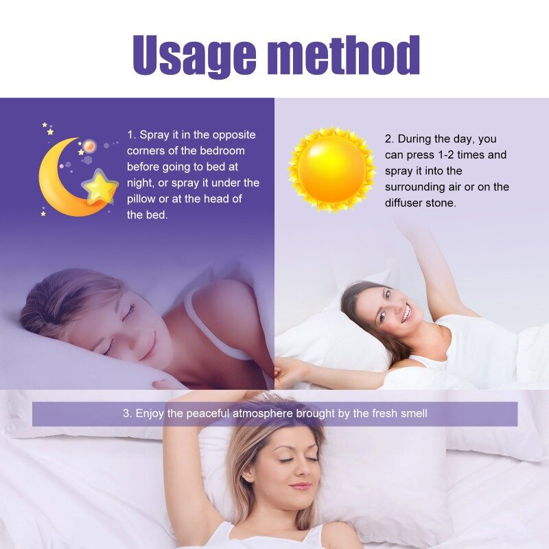 Lavender Vanilla Pillow Spray, Aromaterapia Sleep Mist, Deep Sleep Linen Spray para quarto