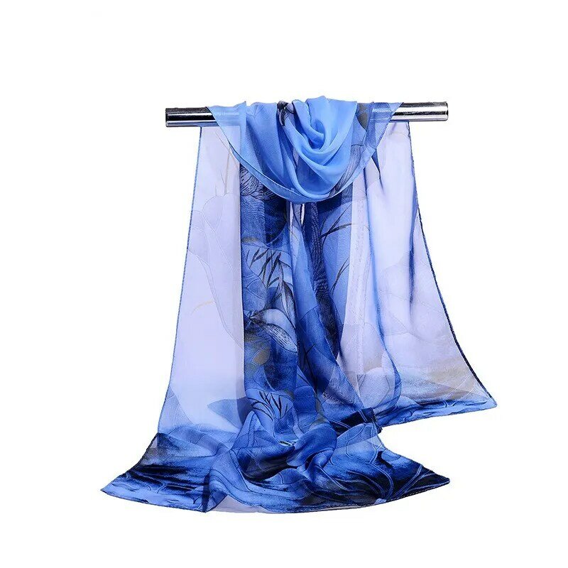 160*50cm Fashion print simulatie zijden chiffon gestreepte sjaal wilde mode sjaal zonnebrandcrème Bloem bloemen sjaal sjaals