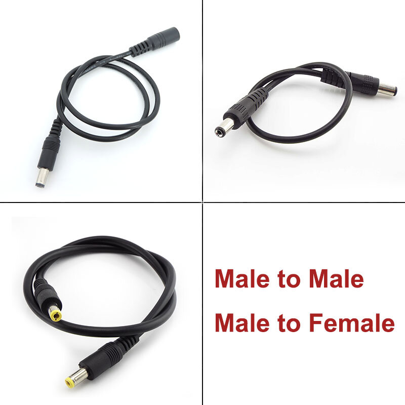 DC Power Supply Cabo de Extensão, macho e fêmea Plug Adapter, Jack Estender Cord, fio para câmera CCTV, A7, 12V, 5.5mm x 2.1mm, 5.5x2.5mm