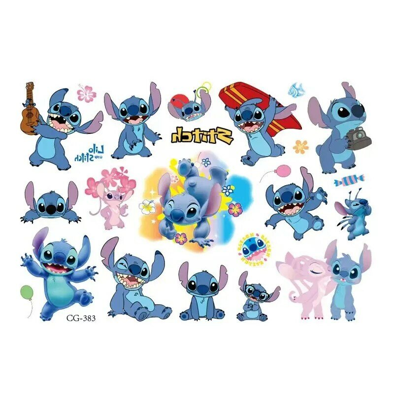 1 pz Disney Cartoon Stitch Tattoo Stickers bambini Stitch Water Transfer adesivi per tatuaggi usa e getta giocattoli regalo Kawaii