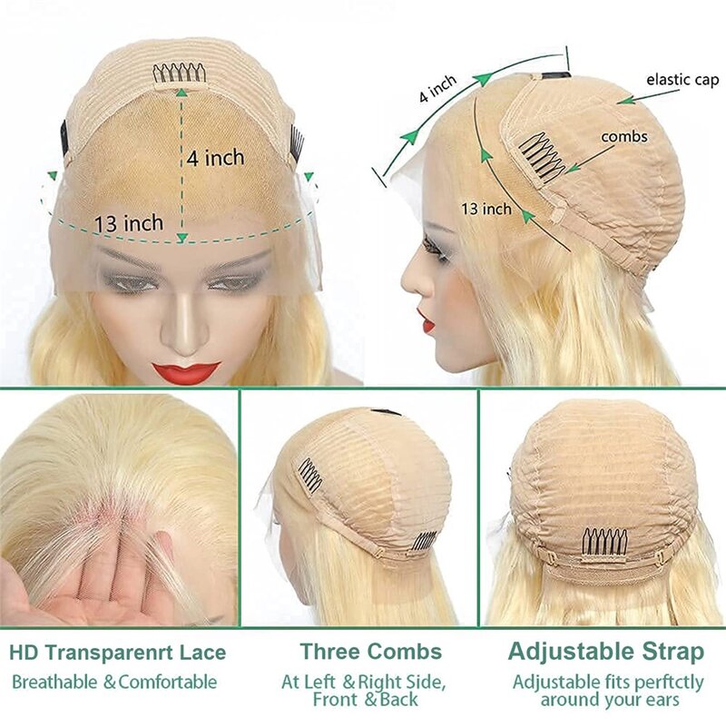 HD Transparent 613 Blonde Straight 13x4 Lace Frontal Human Hair Wigs For Women Brazilian Remy Wigs Lace Frontal Wigs Pre Plucked