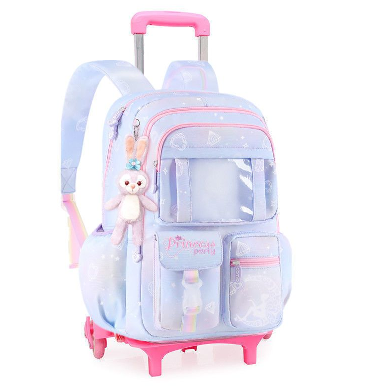 Рюкзак школьный на колесиках для девочек, детский школьный ранец на колесиках для девочек