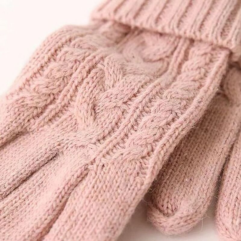 Ensemble écharpe et gants en laine pour femme, bonnet à tricoter, bonnet chaud, monochrome, hiver