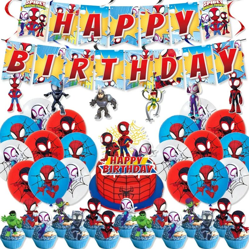 Spiderman Theme Party Decoração Suprimentos, Balões, Favores Kids, Prato De Papel, Toalha De Mesa, Aranha e Seus Incríveis Amigos, Baby Shower