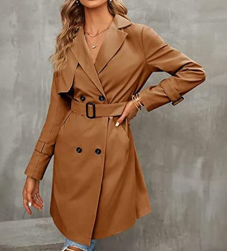 Gabardina de doble botonadura para mujer, abrigo largo clásico a la moda, superventas, novedad de 2023