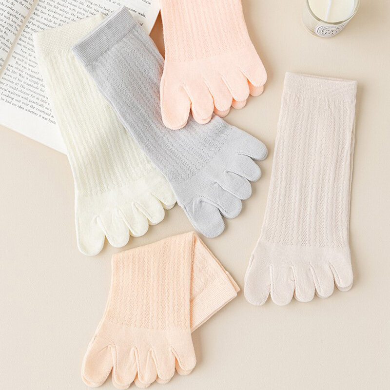 5-finger barco meias para as mulheres, meias de verão respirável, ultrafinos, algodão invisível, para as meninas, moda