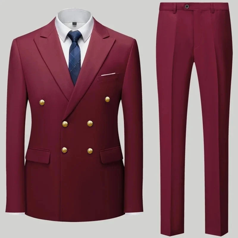 Traje informal de Boutique para hombre, pantalones de doble botonadura, chaqueta, blazer, abrigo, conjunto de 2 piezas