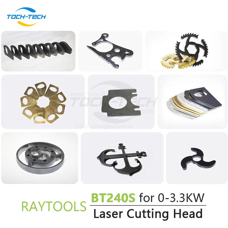 Raytools-Cabeça de corte a laser de fibra, lente de foco automático, baixa potência, BT240S para 0-3kW, QBH Metal, F125 mm, 150mm, 200mm