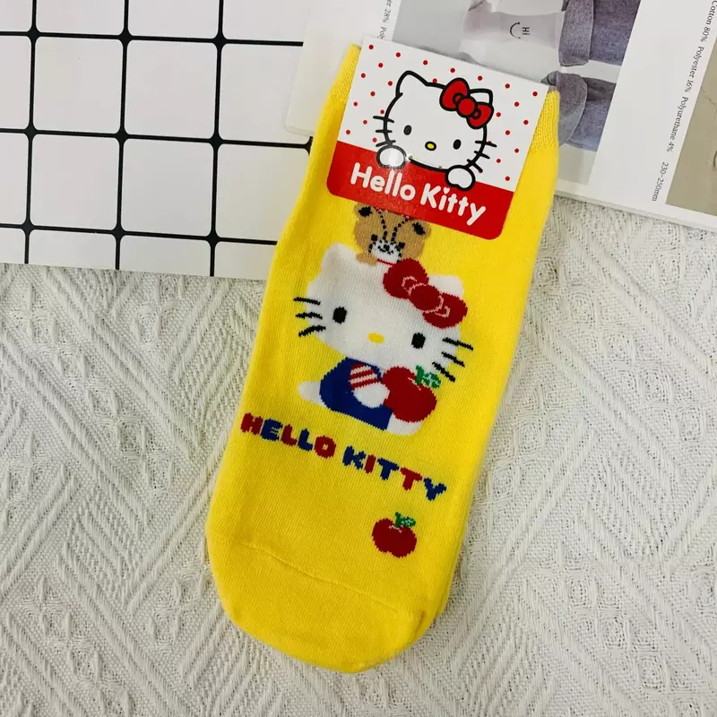Anime Kawaii Hello Kitty Boat Chaussettes pour Bol, Respirant, Odeur Degré, Mignon, Design Minimaliste, Doux, Fille, 03/Wear, Loisirs Doux