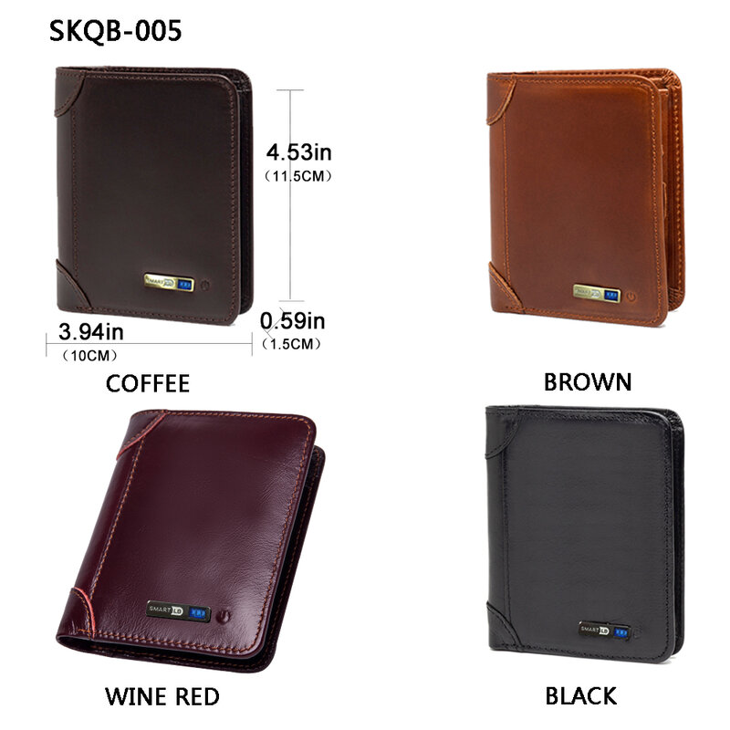 Men's  Smart Anti-lost  Genuine Leather Wallet  airtag GPS luxury Wallets purse card holder high quality wallet for Free engravi