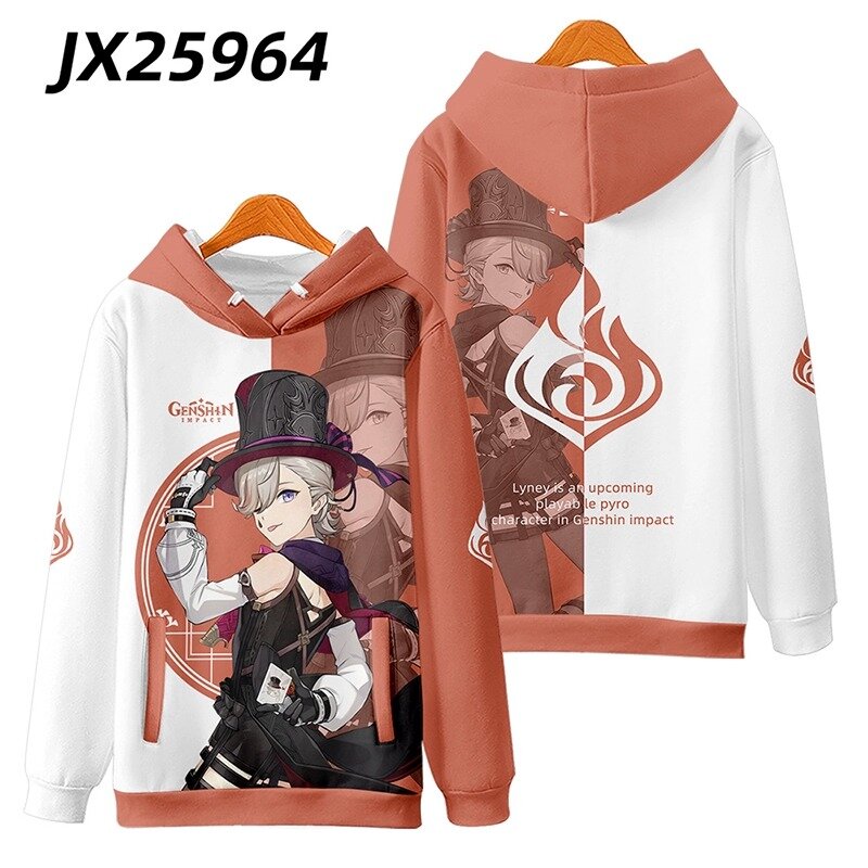 Anime Genshin Impact Lyney Cosplay Hoodie Women Men Harajuku Sweatshirt Streetwear Hip Hop Pullover Hooded Jacket Outerwear