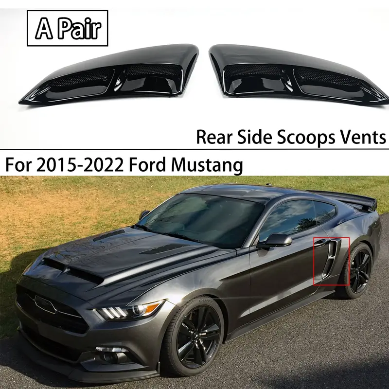 Colheres laterais para Ford Mustang, aberturas, freio traseiro Fender, Penal Flare Frame Cover, Air Outlet Trim, Acessórios exteriores, 2016-2023