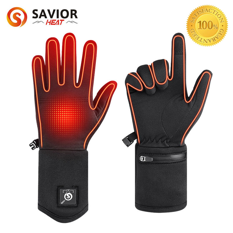 Savior-forro de guantes con calefacción eléctrica para hombres y mujeres, batería recargable, calefacción, equitación, esquí, snowboard, ciclismo, guantes finos