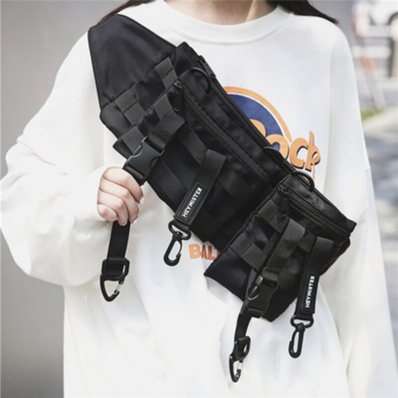 Тактический функциональный поясной кошелек с несколькими карманами, повседневная сумка для телефона, уличная одежда для бега в стиле хип-хоп, нагрудная уличная одежда