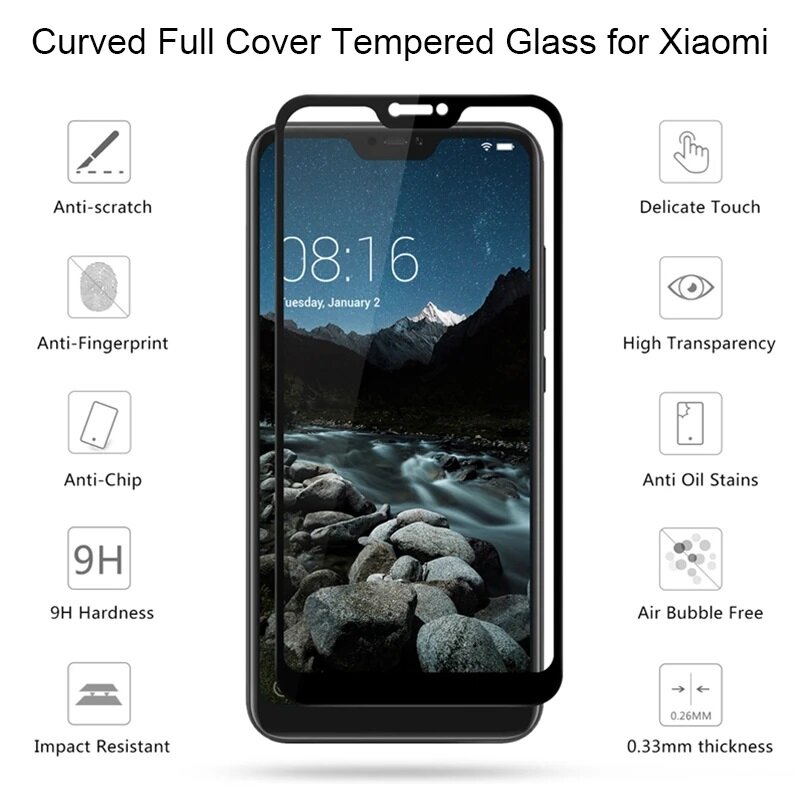 3 Pcs Tempered Glass for Xiaomi Mi 8 SE A2 Lite A1 Poco X3 NFC M3 F2 Pro Screen Protector for Xiaomi Mi 10T Pro 10 Lite 9 SE 9T