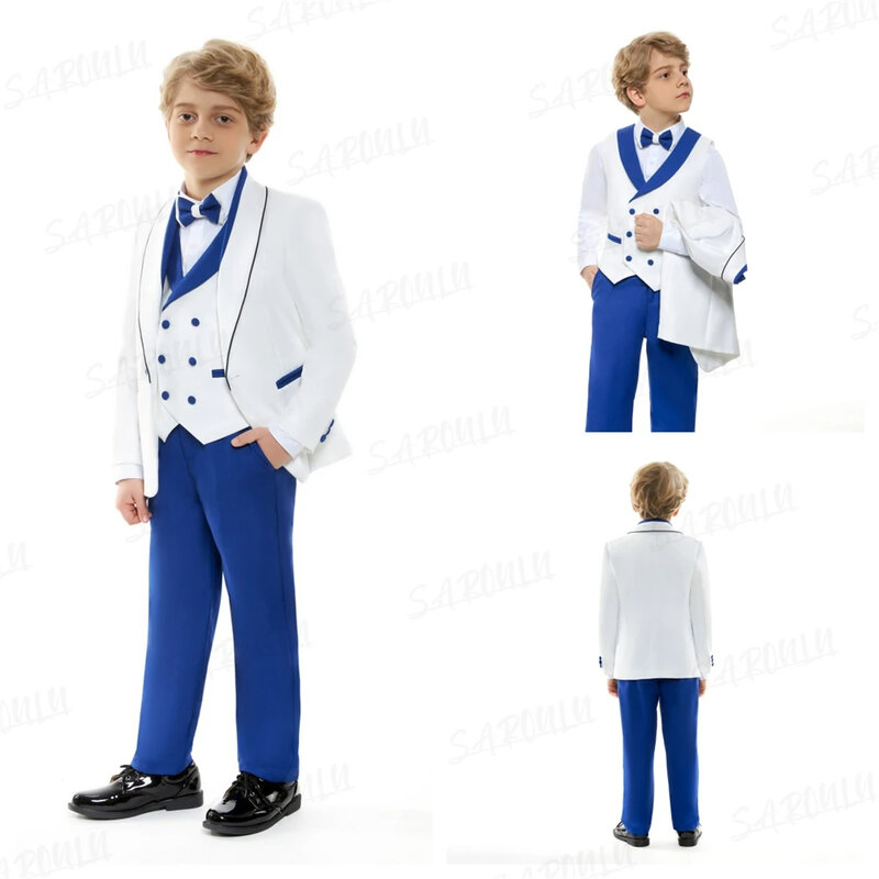Mode vier Stück Anzüge Blazer Weste Hosen Fliege Kinder formale luxuriöse schmal geschnittene Kleidung Schul kostüm hh025
