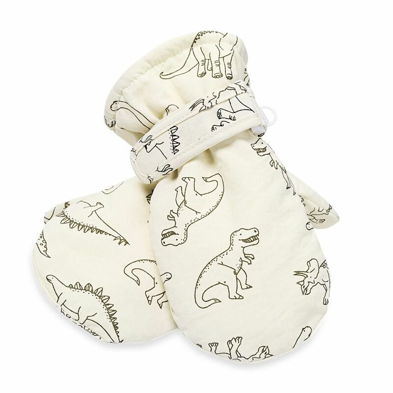 Dinosaur Print Kids Gloves 2-6Y Thickened Fleece Plush Baby Mittens Waterproof Windproof Winter Warm Gloves Girls Boys