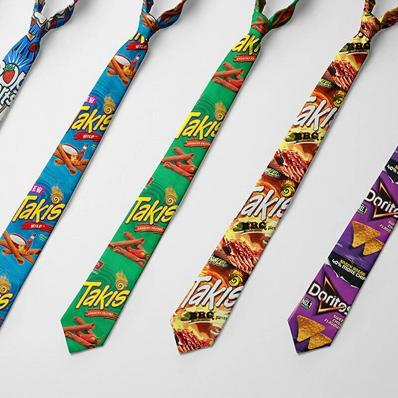 Gorące jedzenie drukowane krawat mężczyźni moda codzienna nowość śmieszne frytka ziemniaczana krawat wesele koszula na Halloween z prezentem krawat dla Neutra