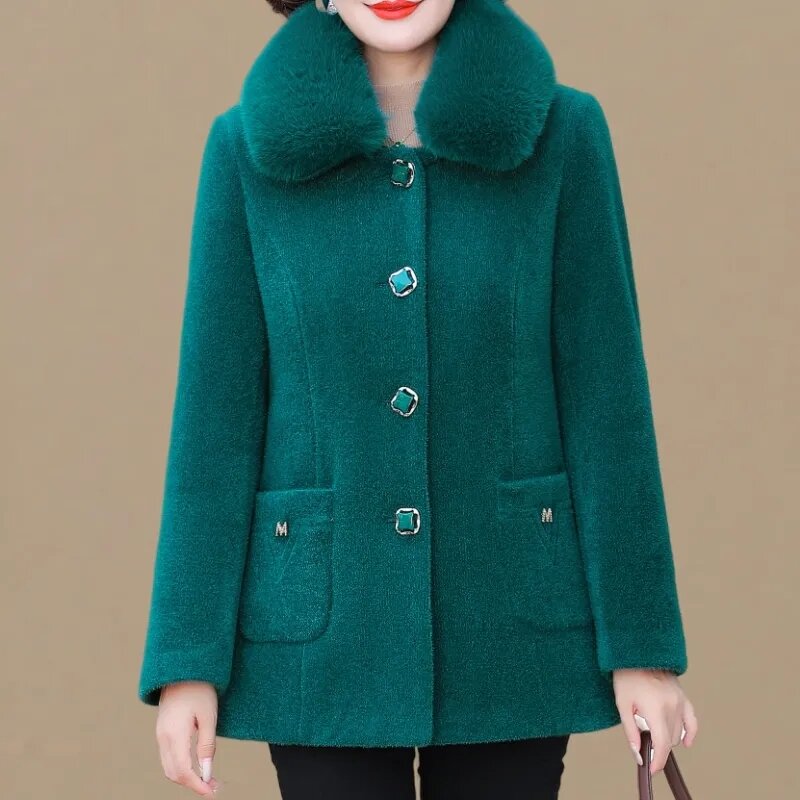 女性のためのゴールデンベルベットオーバーコート,毛皮の襟付きの大きくて厚いコート,短いパーカー,大きいサイズ,秋と冬,新しい,2023