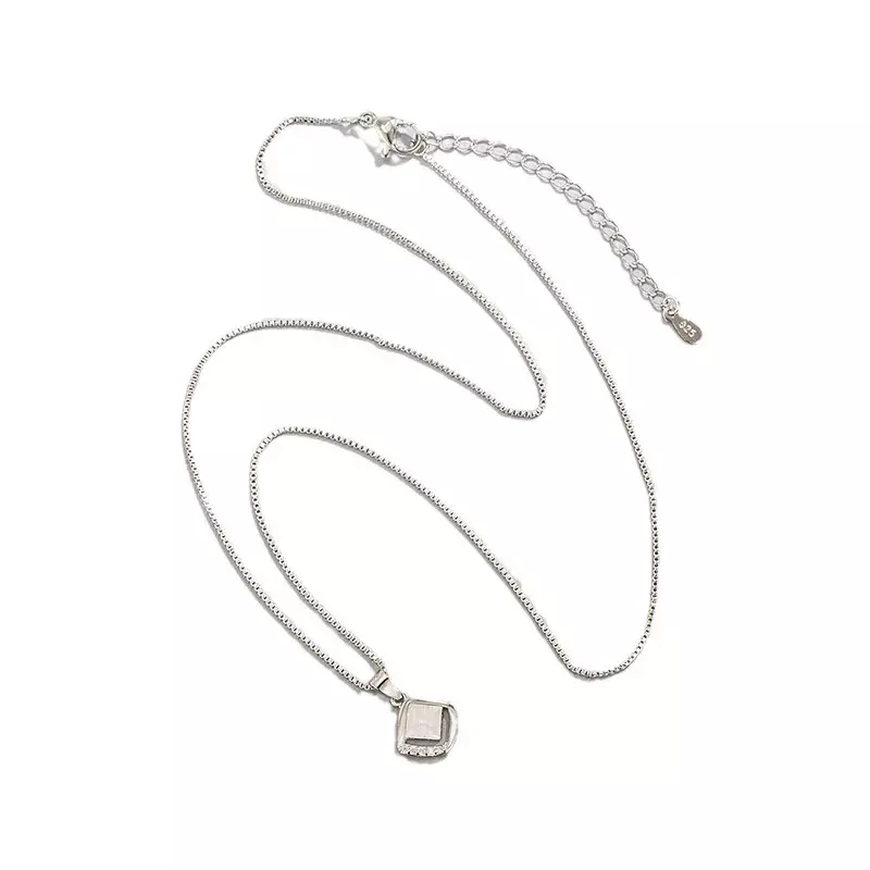 925 Sterling Silber geometrische Katzenauge quadratische Anhänger Halsketten für Frauen Silber weibliche Hals reifen Schmuck Kragen Para Mujer