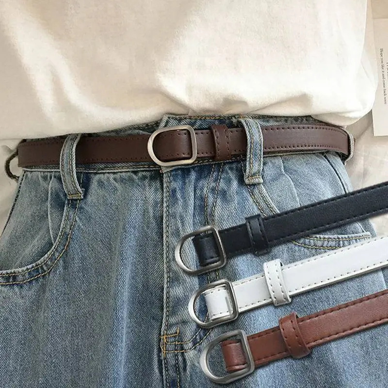 2024 Leather Women Belts New PU Simple Metal Buckle Belt Unisex Dress Jean Pants Waistband Belts for Lady Jeans Accessories