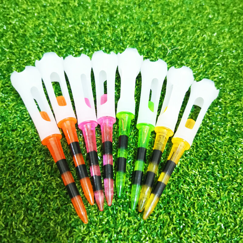 30 sztuk kołeczek golfowy s gumowe niska oporność wysokiej jakości plastik 83MM kołeczek golfowy trwałe cztery kolory czarne paski