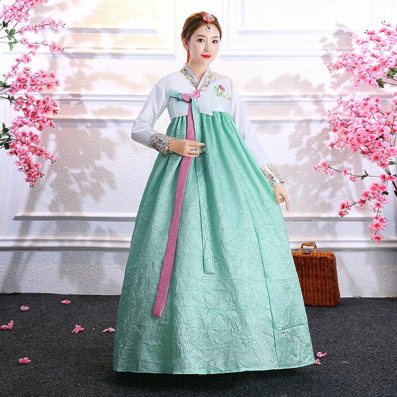 Disfraces de actuación tradicionales de Hanbok coreano para mujer, elegante traje de baile original de boda de Corea