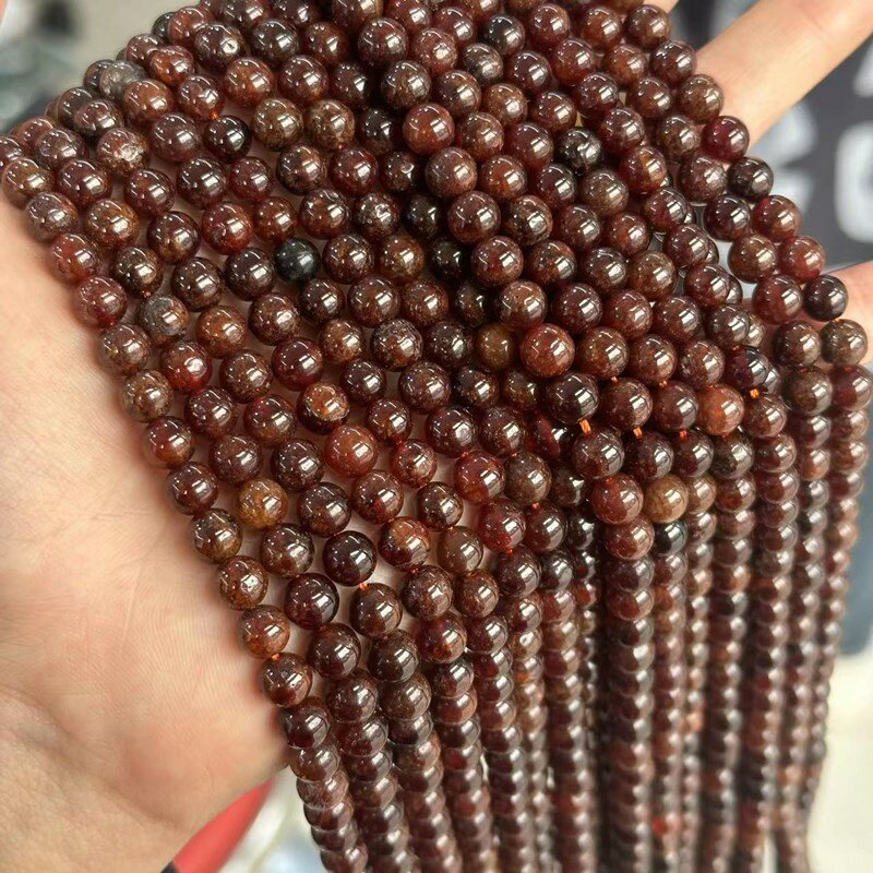 Luźne koraliki Hessonite granat okrągły 6/7/8/9mm do wyrobu biżuterii DIY 38cm FPPJ hurtowych koralików naturalny kamień szlachetny