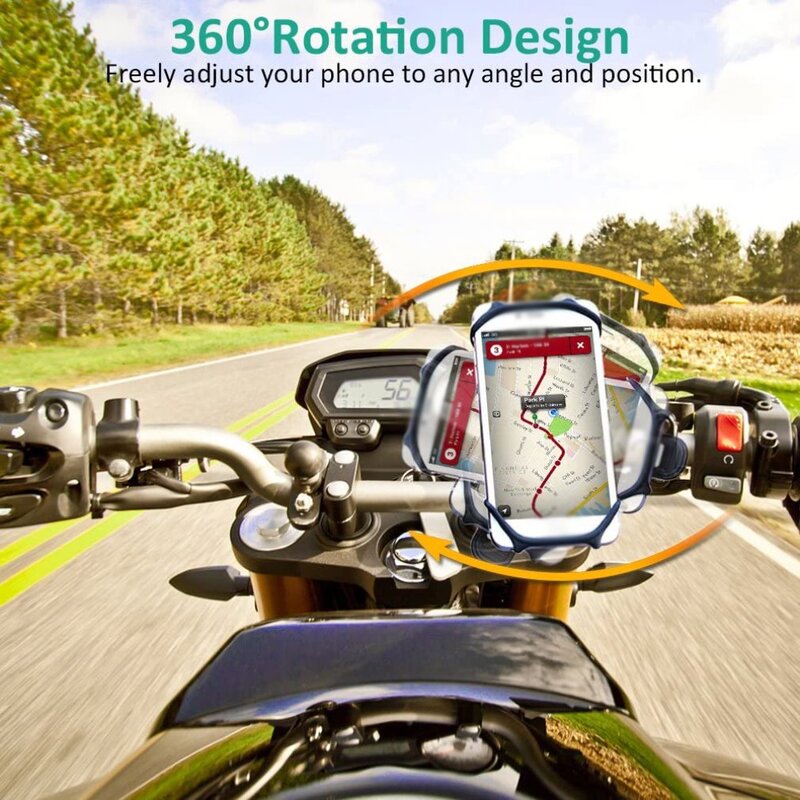 Rotação Silicone bicicleta titular do telefone móvel, guiador da motocicleta, ciclismo suporte, 4.0 "-6.0" suporte do telefone