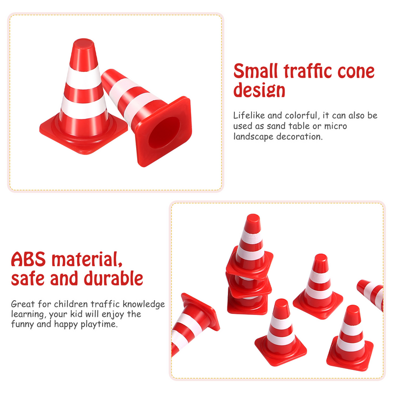 50pcs Mini Roadblocks Plastic Traffic Cones Miniature Traffic Signs Simulated Safety Cones for Children