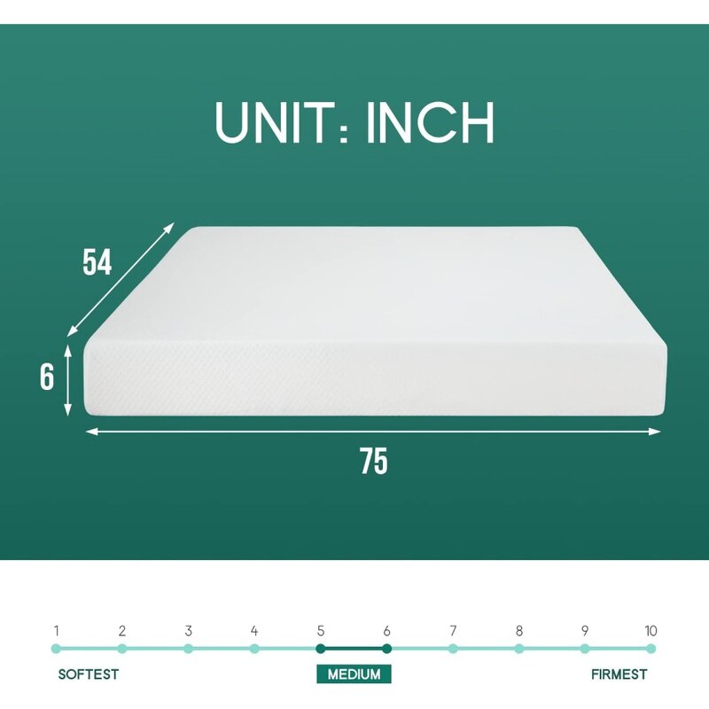 6-inch Full Gel Memory Foam Mattress Fiberglass-Free, CertiPUR US Certified, Boxed Bed, Cool Sleep and Comfort Support