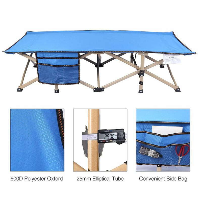 Portable Travel Toddler Cot Bed with Carry Bag, Lightweight for Outdoor Indoor Home, Blue 53''x26''