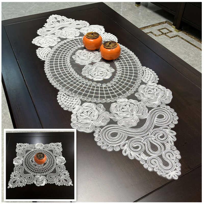 Chinese Jacquard Oval Tablecloth Table Mat Wall Cabinet Tea Set Coffee Bar Non-Slip Cover Cloth Christmas Wedding Decoration