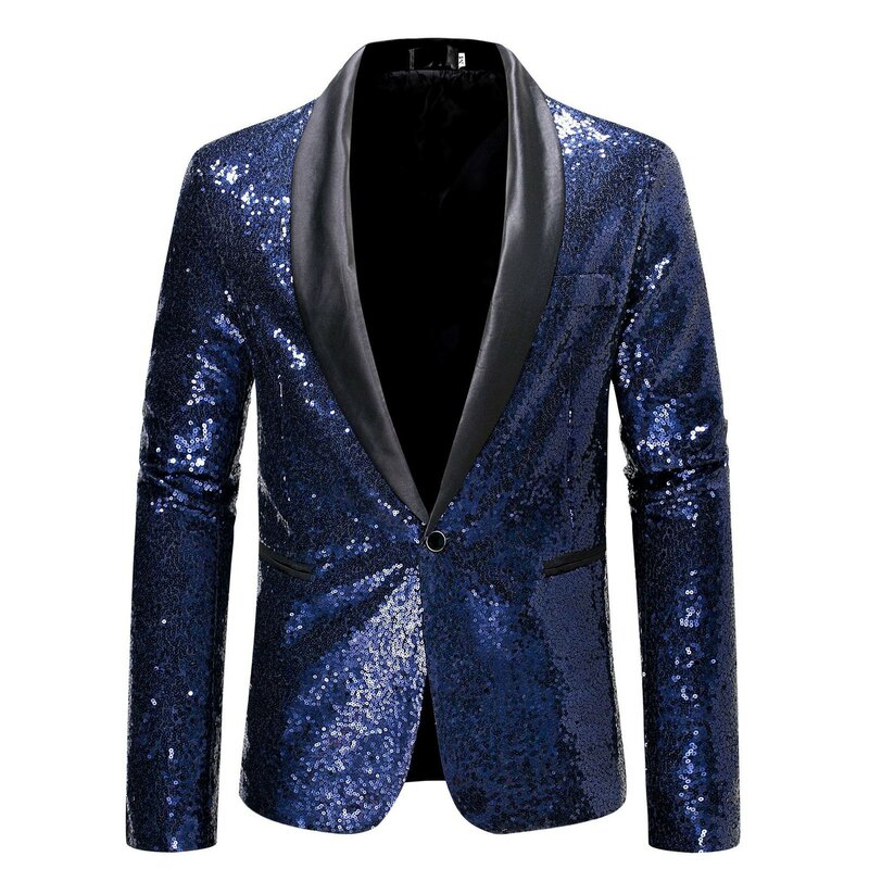 Mens Sequin Suit Performance Nightclub Party Formal Costume Long Sleeve Laple Single Breasted Outwear Coats Male Blazer Jackets