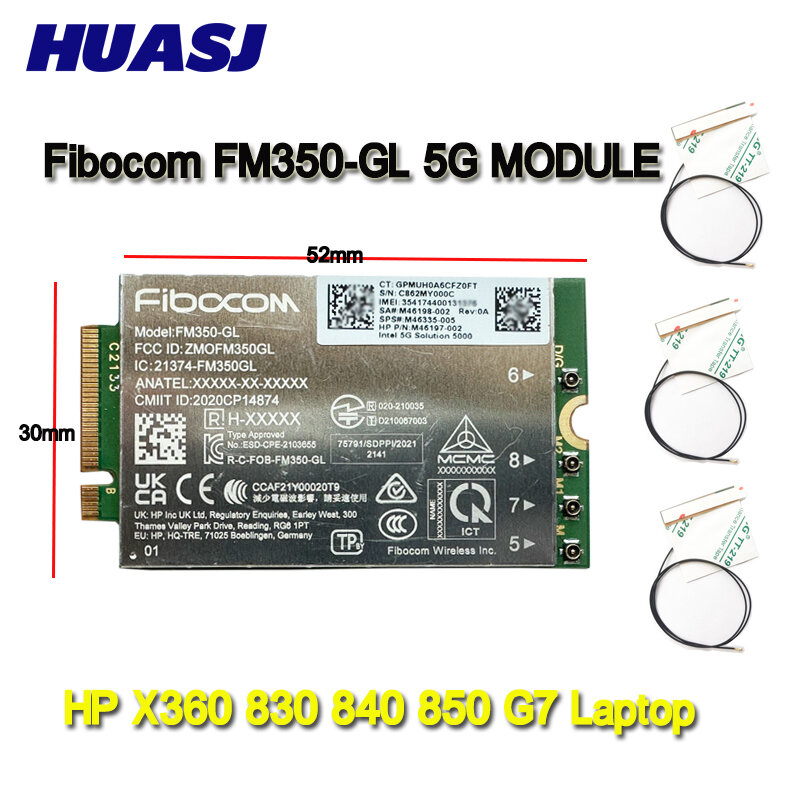 Huasj fibocom FM350-GL Intel 5G Solution 5000 Module M2 prend en charge 5G NR pour HpSpectre x360 14 Convertible Laptop 4x4 MIMO