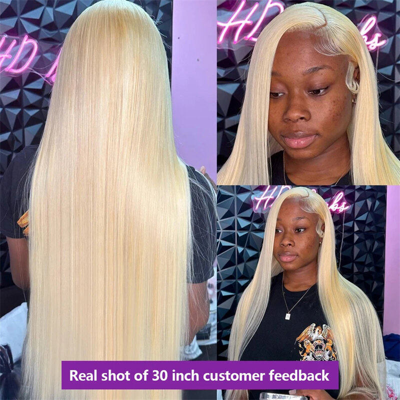 Perruque Lace Front Wig naturelle lisse, blond miel, 13x4, 30 pouces, pre-plucked, pour femmes, 613 document