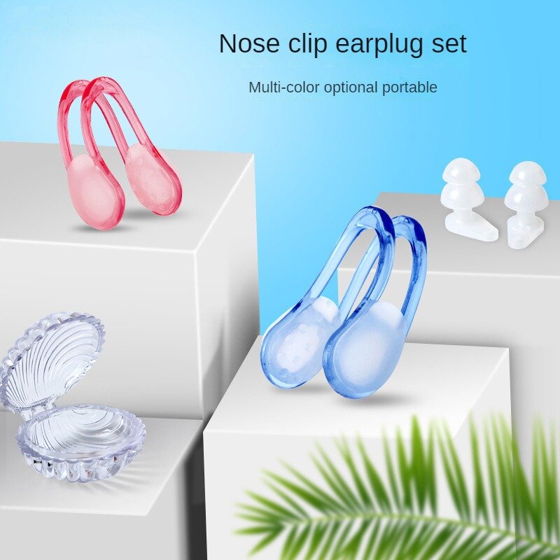 Set di Clip per naso con tappi per le orecchie da nuoto attrezzatura per immersione Anti-acqua professionale in Silicone per adulti e bambini