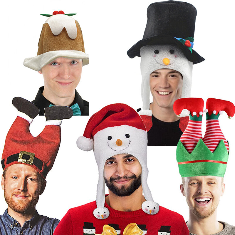 ユニセックスクリスマスパッド入り帽子、ストライプelfパンツ、女性キャップ、男性、大人、衣装