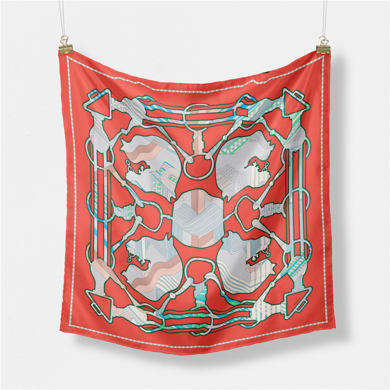 ツイル-女性用の小さな正方形のシルクスカーフ,象の形をしたスカーフ53cm