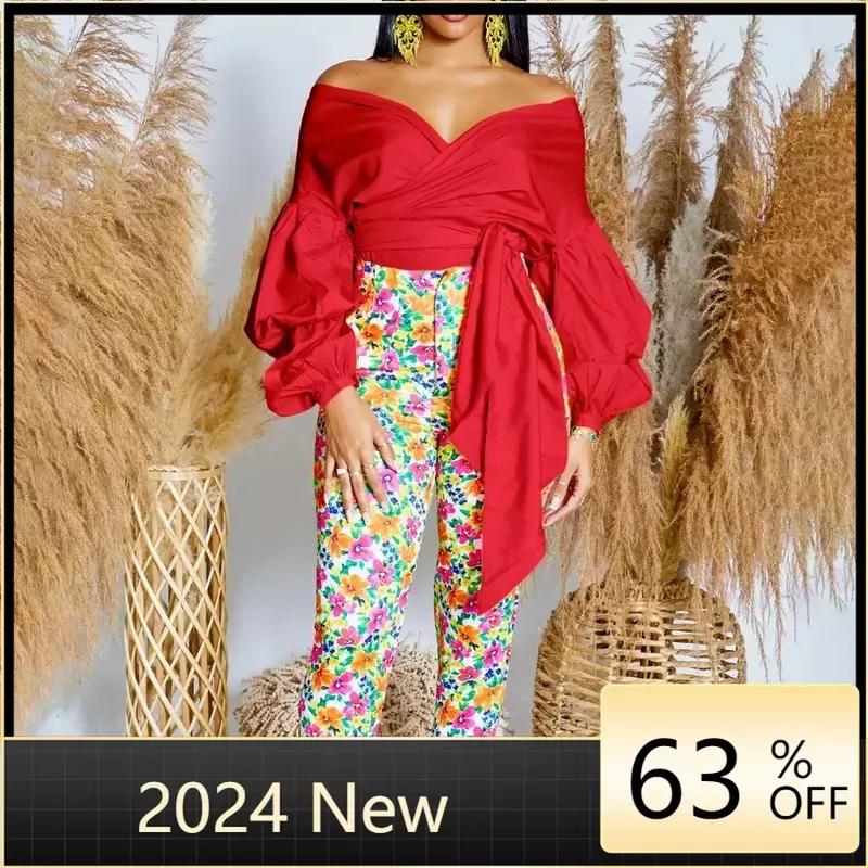 Plus Size 3XL camicetta donna bohémien 2024 moda manica lunga camicie arruffate autunno Retro floreale stampato top Casual Blusas
