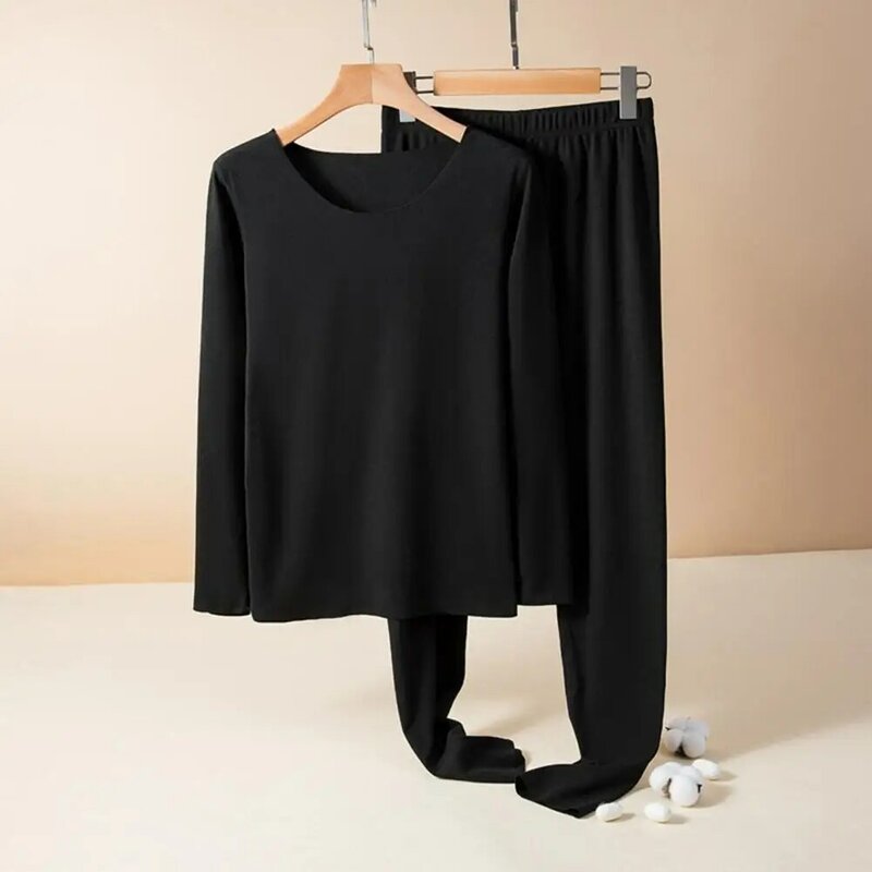 Intimo termico da donna Set pigiama invernale accogliente con alta elasticità pantaloni morbidi e caldi Set di biancheria intima da donna per le notti fredde