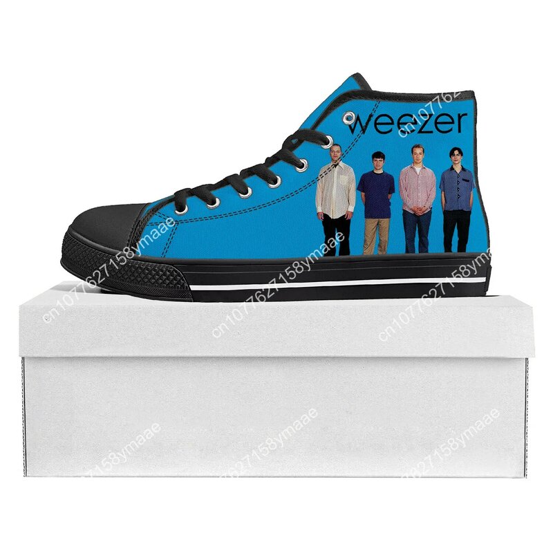 Weezer-Baskets en toile Pop Rock Band pour hommes et femmes, chaussures de couple décontractées, chaussures personnalisées noires, haut de gamme, haute qualité, adolescent, rencontre