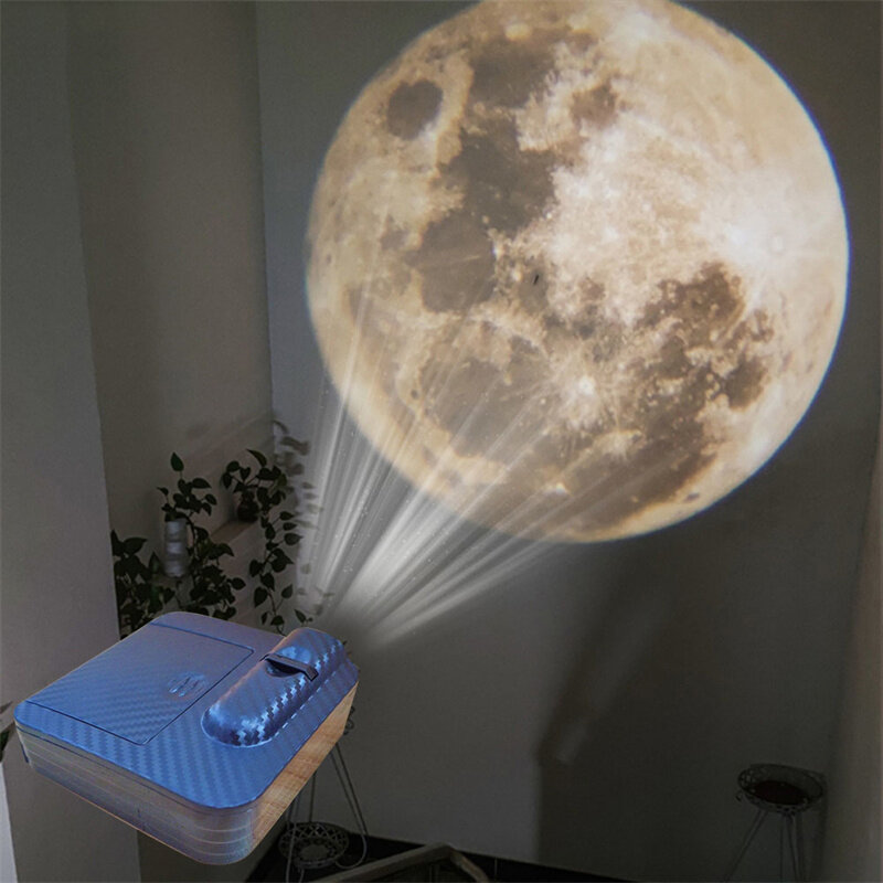 Aurora Moon Galaxy lampa projekcyjna kreatywna atmosfera lampka nocna projektor naziemny lampa fotograficzna na prezent urodzinowy