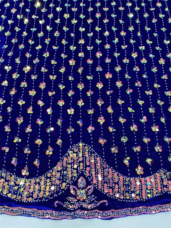 Tela de encaje de terciopelo africano para mujer, vestido de novia nigeriano de lujo con lentejuelas de alta calidad, flocado, 2024